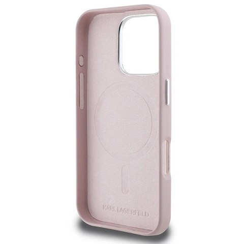 Etui Karl Lagerfeld FW Metal Plate MagSafe na iPhone 16 Pro - różowe Etui Karl Lagerfeld FW Metal Plate MagSafe na iPhone 16 Pro - różowe