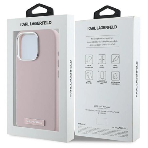 Etui Karl Lagerfeld FW Metal Plate MagSafe na iPhone 16 Pro - różowe Etui Karl Lagerfeld FW Metal Plate MagSafe na iPhone 16 Pro - różowe