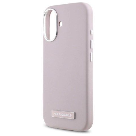Etui Karl Lagerfeld FW Metal Plate MagSafe na iPhone 16 - różowe Etui Karl Lagerfeld FW Metal Plate MagSafe na iPhone 16 - różowe
