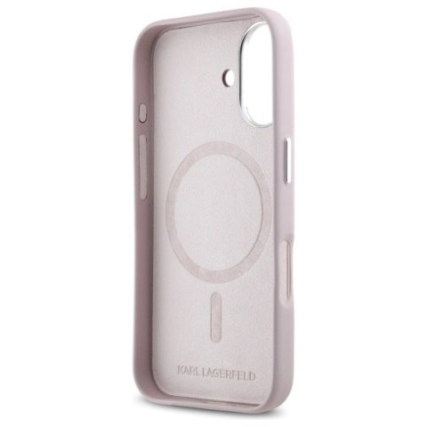 Etui Karl Lagerfeld FW Metal Plate MagSafe na iPhone 16 - różowe Etui Karl Lagerfeld FW Metal Plate MagSafe na iPhone 16 - różowe
