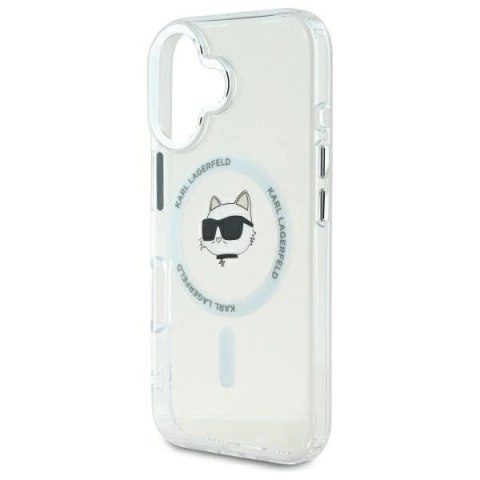 Etui Karl Lagerfeld IML Metal Choupette Head MagSafe na iPhone 16 Plus - białye