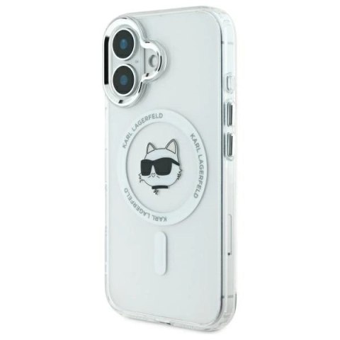 Etui Karl Lagerfeld IML Metal Choupette Head MagSafe na iPhone 16 - białe Etui Karl Lagerfeld IML Metal Choupette Head MagSafe na iPhone 16 - białe