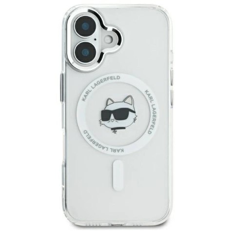 Etui Karl Lagerfeld IML Metal Choupette Head MagSafe na iPhone 16 - białe Etui Karl Lagerfeld IML Metal Choupette Head MagSafe na iPhone 16 - białe