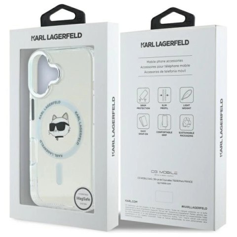 Etui Karl Lagerfeld IML Metal Choupette Head MagSafe na iPhone 16 - białe Etui Karl Lagerfeld IML Metal Choupette Head MagSafe na iPhone 16 - białe