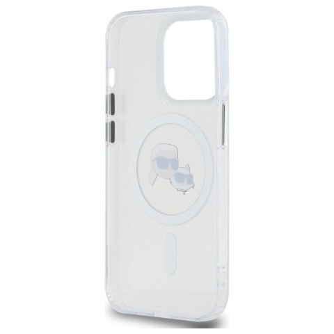 Etui Karl Lagerfeld IML Metal Karl & Choupette Head MagSafe na iPhone 14 Pro Max - białe