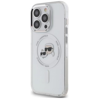 Etui Karl Lagerfeld IML Metal Karl & Choupette Head MagSafe na iPhone 14 Pro - białe