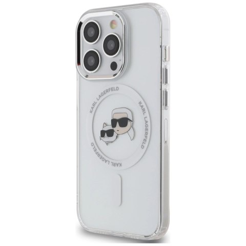 Etui Karl Lagerfeld IML Metal Karl & Choupette Head MagSafe na iPhone 14 Pro - białe