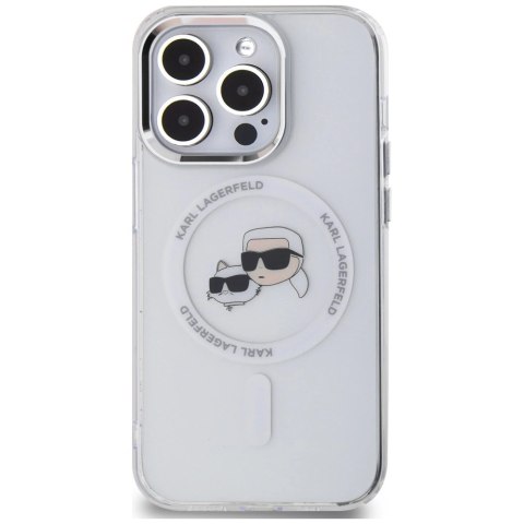 Etui Karl Lagerfeld IML Metal Karl & Choupette Head MagSafe na iPhone 14 Pro - białe