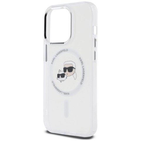 Etui Karl Lagerfeld IML Metal Karl & Choupette Head MagSafe na iPhone 14 Pro - białe