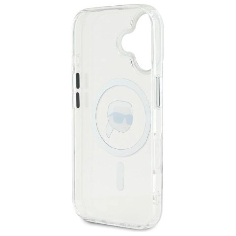 Etui Karl Lagerfeld IML Metal Karl Head MagSafe na iPhone 16 Plus - białe