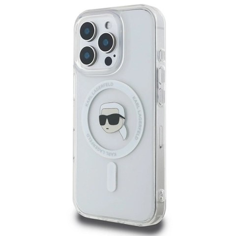 Etui Karl Lagerfeld IML Metal Karl Head MagSafe na iPhone 16 Pro Max - białe Etui Karl Lagerfeld IML Metal Karl Head MagSafe na iPhone 16 Pro Max - białe