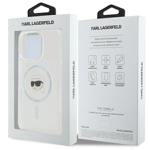 Etui Karl Lagerfeld IML Metal Karl Head MagSafe na iPhone 16 Pro Max - białe Etui Karl Lagerfeld IML Metal Karl Head MagSafe na iPhone 16 Pro Max - białe