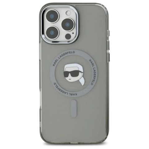 Etui Karl Lagerfeld IML Metal Karl Head MagSafe na iPhone 16 Pro Max - czarne