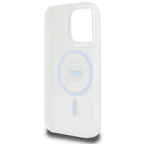 Etui Karl Lagerfeld IML Metal Karl Head MagSafe na iPhone 16 Pro - białe