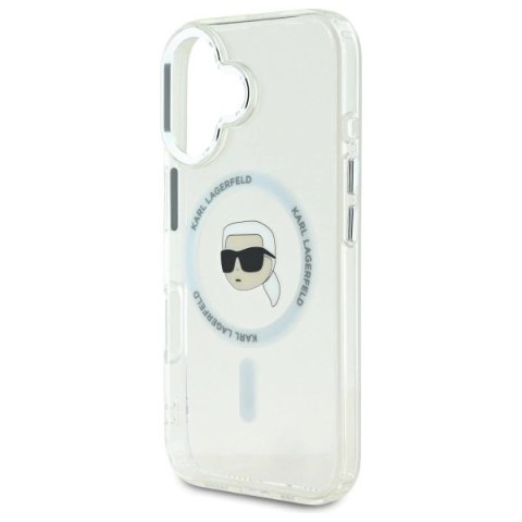 Etui Karl Lagerfeld IML Metal Karl Head MagSafe na iPhone 16 - białe