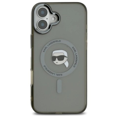 Etui Karl Lagerfeld IML Metal Karl Head MagSafe na iPhone 16 - czarne Etui Karl Lagerfeld IML Metal Karl Head MagSafe na iPhone 16 - czarne
