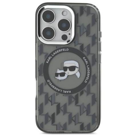 Etui Karl Lagerfeld IML Monogram Karl & Choupette Head MagSafe na iPhone 16 Pro Max - czarne Etui Karl Lagerfeld IML Monogram Karl & Choupette Head MagSafe na iPhone 16 Pro Max - czarne