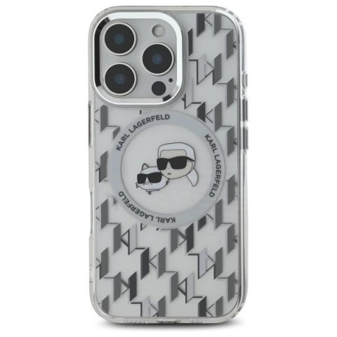 Etui Karl Lagerfeld IML Monogram Karl & Choupette Head MagSafe na iPhone 16 Pro Max - przezroczyste Etui Karl Lagerfeld IML Monogram Karl & Choupette Head MagSafe na iPhone 16 Pro Max - przezroczyste