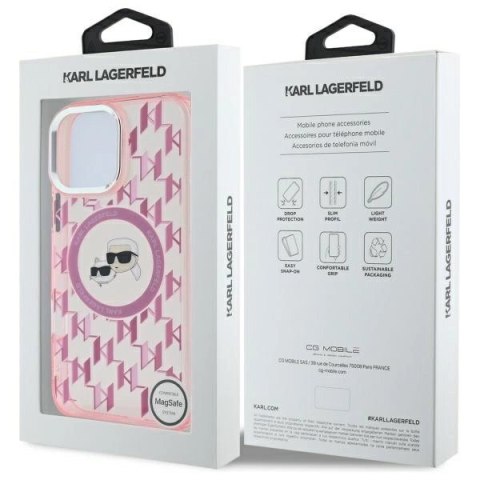 Etui Karl Lagerfeld IML Monogram Karl & Choupette Head MagSafe na iPhone 16 Pro Max - różowe Etui Karl Lagerfeld IML Monogram Karl & Choupette Head MagSafe na iPhone 16 Pro Max - różowe