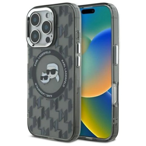 Etui Karl Lagerfeld IML Monogram Karl & Choupette Head MagSafe na iPhone 16 Pro - czarne Etui Karl Lagerfeld IML Monogram Karl & Choupette Head MagSafe na iPhone 16 Pro - czarne