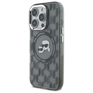 Etui Karl Lagerfeld IML Monogram Karl & Choupette Head MagSafe na iPhone 16 Pro - czarne
