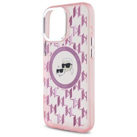 Etui Karl Lagerfeld IML Monogram Karl & Choupette Head MagSafe na iPhone 16 Pro - różowe