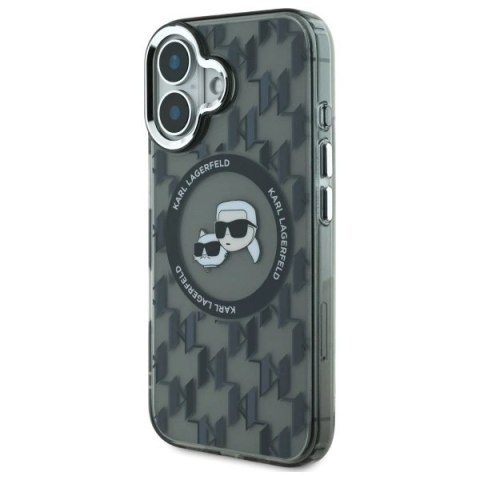 Etui Karl Lagerfeld IML Monogram Karl & Choupette Head MagSafe na iPhone 16 - czarne Etui Karl Lagerfeld IML Monogram Karl & Choupette Head MagSafe na iPhone 16 - czarne