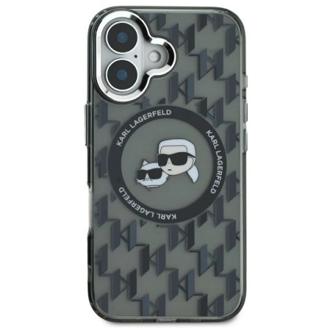 Etui Karl Lagerfeld IML Monogram Karl & Choupette Head MagSafe na iPhone 16 - czarne Etui Karl Lagerfeld IML Monogram Karl & Choupette Head MagSafe na iPhone 16 - czarne