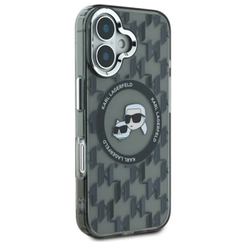 Etui Karl Lagerfeld IML Monogram Karl & Choupette Head MagSafe na iPhone 16 - czarne Etui Karl Lagerfeld IML Monogram Karl & Choupette Head MagSafe na iPhone 16 - czarne