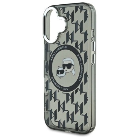 Etui Karl Lagerfeld IML Monogram Karl & Choupette Head MagSafe na iPhone 16 - czarne Etui Karl Lagerfeld IML Monogram Karl & Choupette Head MagSafe na iPhone 16 - czarne