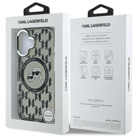 Etui Karl Lagerfeld IML Monogram Karl & Choupette Head MagSafe na iPhone 16 - czarne Etui Karl Lagerfeld IML Monogram Karl & Choupette Head MagSafe na iPhone 16 - czarne