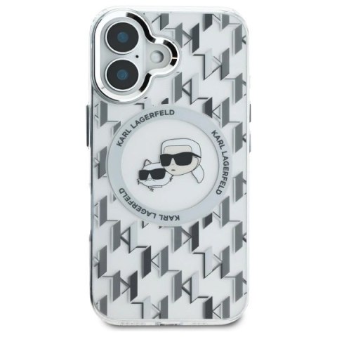 Etui Karl Lagerfeld IML Monogram Karl & Choupette Head MagSafe na iPhone 16 - przezroczyste