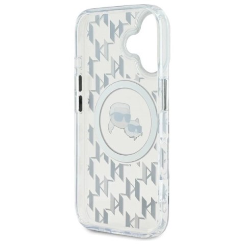 Etui Karl Lagerfeld IML Monogram Karl & Choupette Head MagSafe na iPhone 16 - przezroczyste