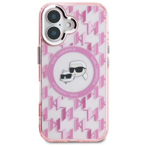 Etui Karl Lagerfeld IML Monogram Karl & Choupette Head MagSafe na iPhone 16 - różowe Etui Karl Lagerfeld IML Monogram Karl & Choupette Head MagSafe na iPhone 16 - różowe
