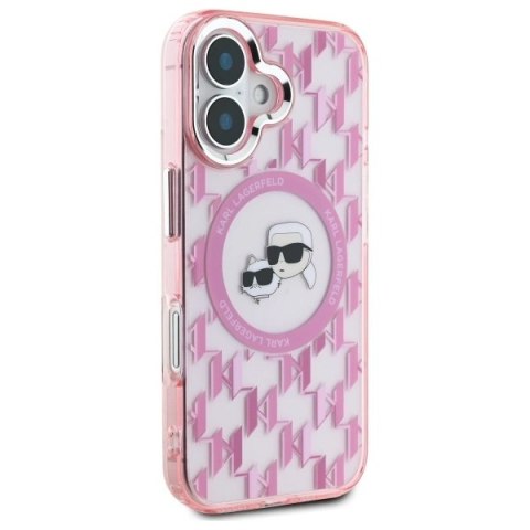 Etui Karl Lagerfeld IML Monogram Karl & Choupette Head MagSafe na iPhone 16 - różowe Etui Karl Lagerfeld IML Monogram Karl & Choupette Head MagSafe na iPhone 16 - różowe