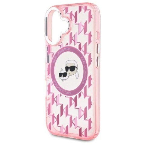 Etui Karl Lagerfeld IML Monogram Karl & Choupette Head MagSafe na iPhone 16 - różowe Etui Karl Lagerfeld IML Monogram Karl & Choupette Head MagSafe na iPhone 16 - różowe