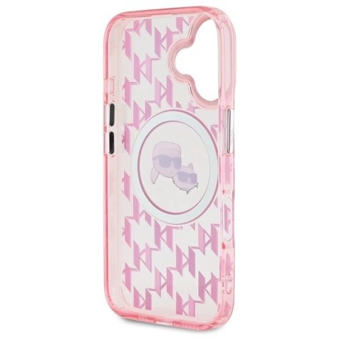 Etui Karl Lagerfeld IML Monogram Karl & Choupette Head MagSafe na iPhone 16 - różowe Etui Karl Lagerfeld IML Monogram Karl & Choupette Head MagSafe na iPhone 16 - różowe