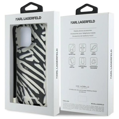 Etui Karl Lagerfeld IML Zebra Pattern & Cord na iPhone 16 Pro Max - czarne Etui Karl Lagerfeld IML Zebra Pattern & Cord na iPhone 16 Pro Max - czarne
