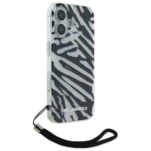 Etui Karl Lagerfeld IML Zebra Pattern & Cord na iPhone 16 - czarne