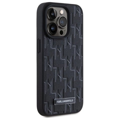 Etui Karl Lagerfeld Leather Monogram Metal Logo MagSafe na iPhone 15 Pro - czarne Etui Karl Lagerfeld Leather Monogram Metal Logo MagSafe na iPhone 15 Pro - czarne
