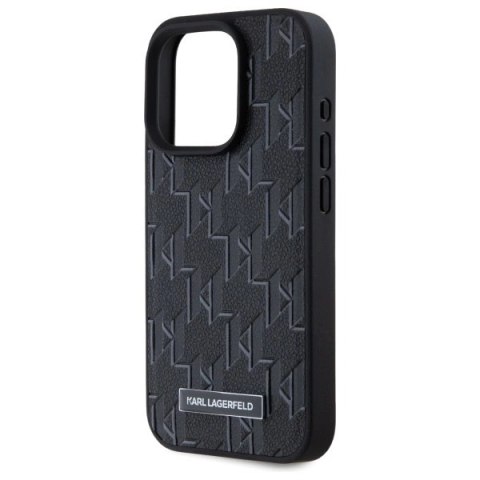 Etui Karl Lagerfeld Leather Monogram Metal Logo MagSafe na iPhone 15 Pro - czarne Etui Karl Lagerfeld Leather Monogram Metal Logo MagSafe na iPhone 15 Pro - czarne