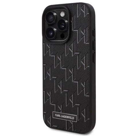 Etui Karl Lagerfeld Leather Monogram Metal Logo MagSafe na iPhone 16 Pro Max - czarne Etui Karl Lagerfeld Leather Monogram Metal Logo MagSafe na iPhone 16 Pro Max - czarne