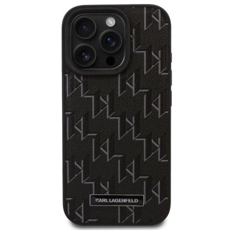 Etui Karl Lagerfeld Leather Monogram Metal Logo MagSafe na iPhone 16 Pro Max - czarne Etui Karl Lagerfeld Leather Monogram Metal Logo MagSafe na iPhone 16 Pro Max - czarne