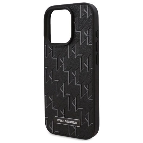 Etui Karl Lagerfeld Leather Monogram Metal Logo MagSafe na iPhone 16 Pro Max - czarne Etui Karl Lagerfeld Leather Monogram Metal Logo MagSafe na iPhone 16 Pro Max - czarne