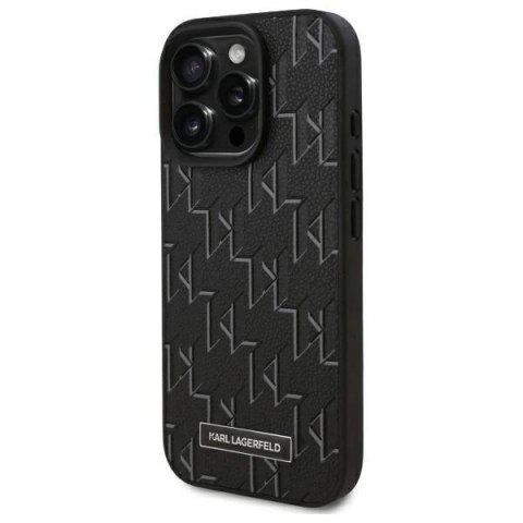 Etui Karl Lagerfeld Leather Monogram Metal Logo MagSafe na iPhone 16 Pro - czarne Etui Karl Lagerfeld Leather Monogram Metal Logo MagSafe na iPhone 16 Pro - czarne