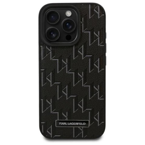 Etui Karl Lagerfeld Leather Monogram Metal Logo MagSafe na iPhone 16 Pro - czarne Etui Karl Lagerfeld Leather Monogram Metal Logo MagSafe na iPhone 16 Pro - czarne