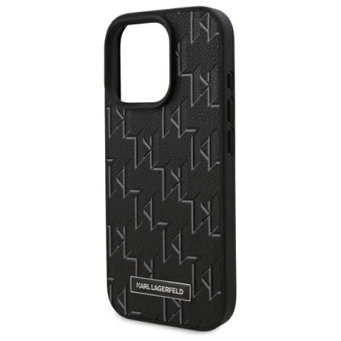 Etui Karl Lagerfeld Leather Monogram Metal Logo MagSafe na iPhone 16 Pro - czarne Etui Karl Lagerfeld Leather Monogram Metal Logo MagSafe na iPhone 16 Pro - czarne