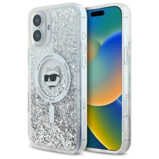 Etui Karl Lagerfeld Liquid Glitter Choupette Head Magsafe na iPhone 16 - przezroczyste