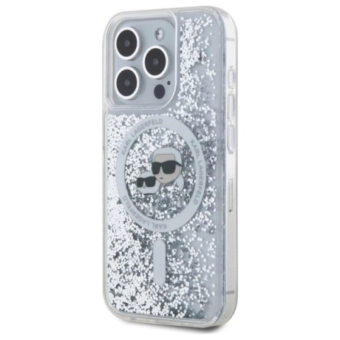 Etui Karl Lagerfeld Liquid Glitter Karl & Choupette Head Magsafe na iPhone 15 Pro -przezroczyste Etui Karl Lagerfeld Liquid Glitter Karl & Choupette Head Magsafe na iPhone 15 Pro -przezroczyste