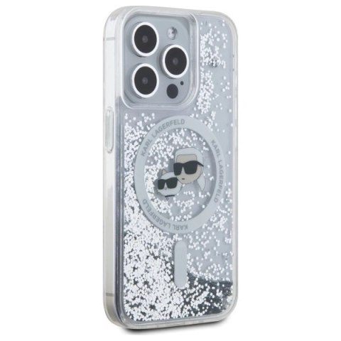 Etui Karl Lagerfeld Liquid Glitter Karl & Choupette Head Magsafe na iPhone 15 Pro -przezroczyste Etui Karl Lagerfeld Liquid Glitter Karl & Choupette Head Magsafe na iPhone 15 Pro -przezroczyste